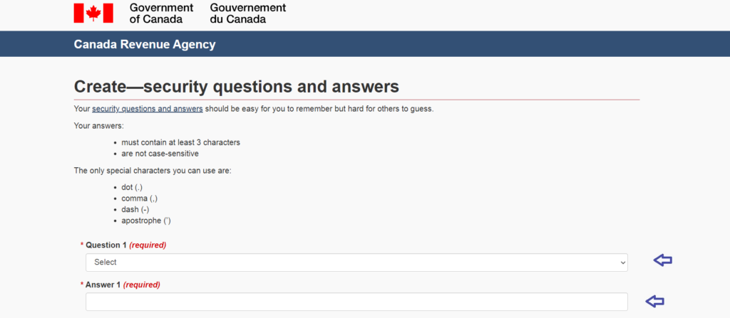 CRA security questions